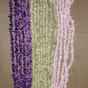 Purple, Yellow, and Pink Beaded Necklaces